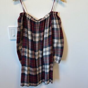 Anthropologie Plaid off the shoulder dress Cloth&Stone xs